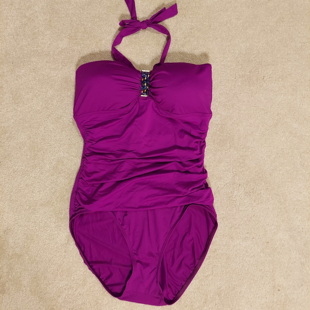 Ralph Lauren Purple One Piece Bathing Suit